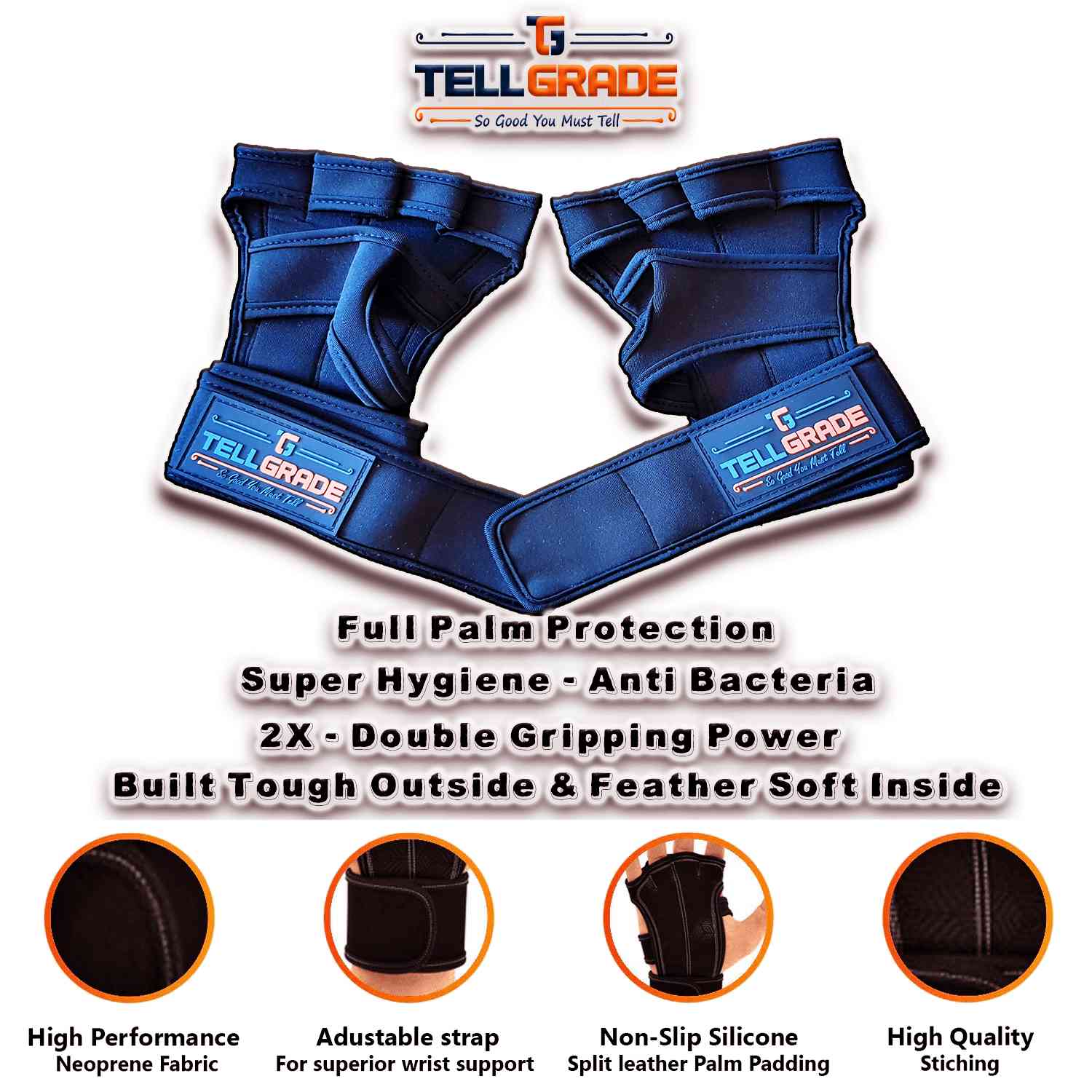 tellgrade ventilated fitness gloves with wrist wraps, full palm protection & extra grip poster 5a